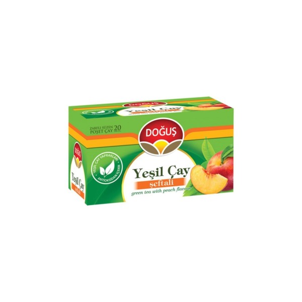 Doğuş Şeftali Aromalı Yeşil Çay Poşet  20 x 1,75 Gr