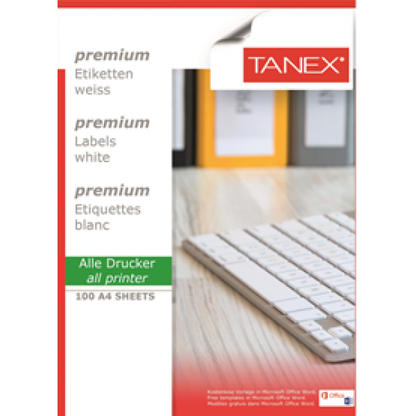 Tanex TW-2032 Yazıcı Etiketi 52,5 x 35 mm 100 Adet - Beyaz