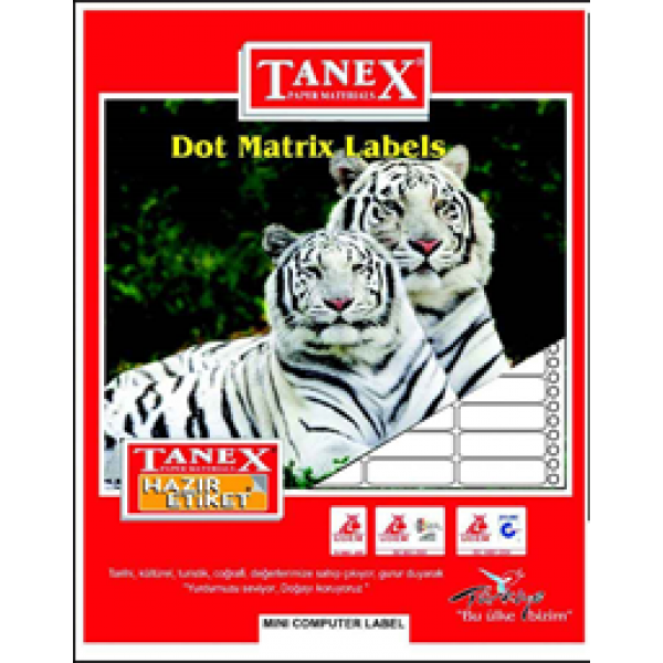 Tanex Sürekli Form Etiket 1250'Li 35x97