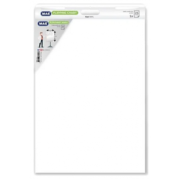 Mas 3691 64x85 25 Yaprak Düz Askılı Flipchart Kağıdı