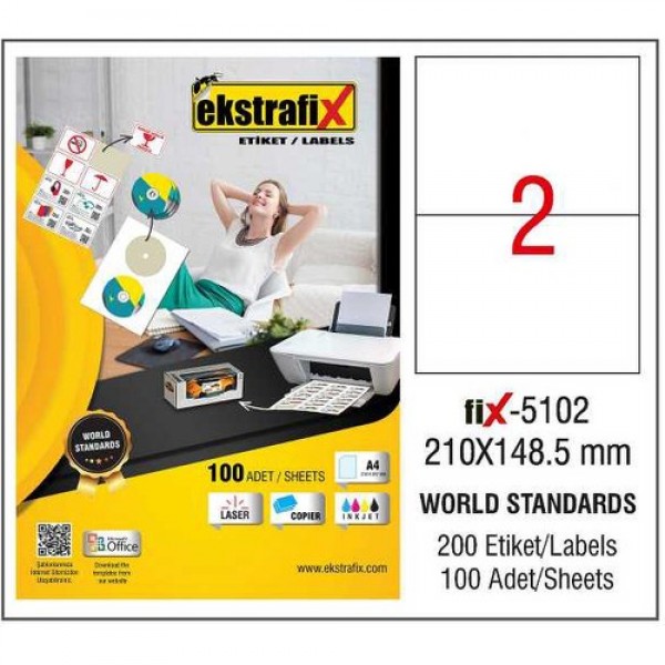 Ekstrafix Laser Etiket ( Fix-5102 ) 210x148,5 mm