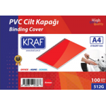 KRAF CİLT KAPAĞI A4 160 MİC. 100 LÜ KIRMIZI 512G