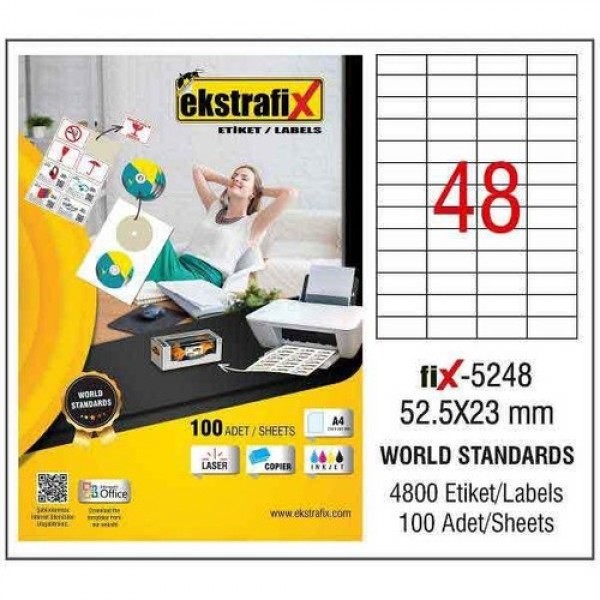Ekstrafix Laser Etiket ( Fix-5248 ) 52,5x23 mm