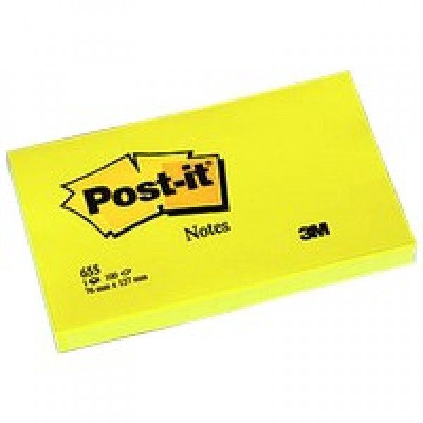 Post-it 655 Yapışkanlı Not Kağıdı Sarı 76 x 127