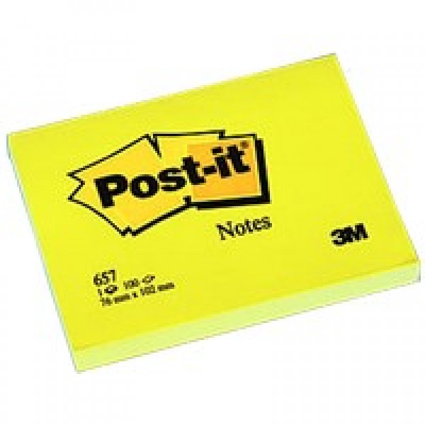 Post-it 657 Yapışkanlı Not Kağıdı 76 x 102