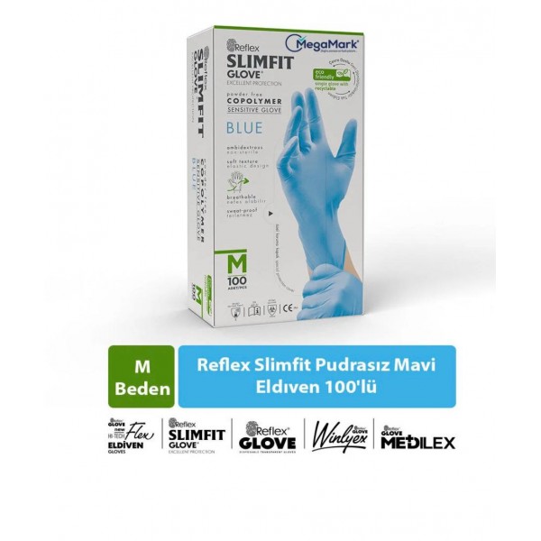 SLİMFİT COPOLYMER MUAYENE ELDİVENİ MAVİ - MEDİUM