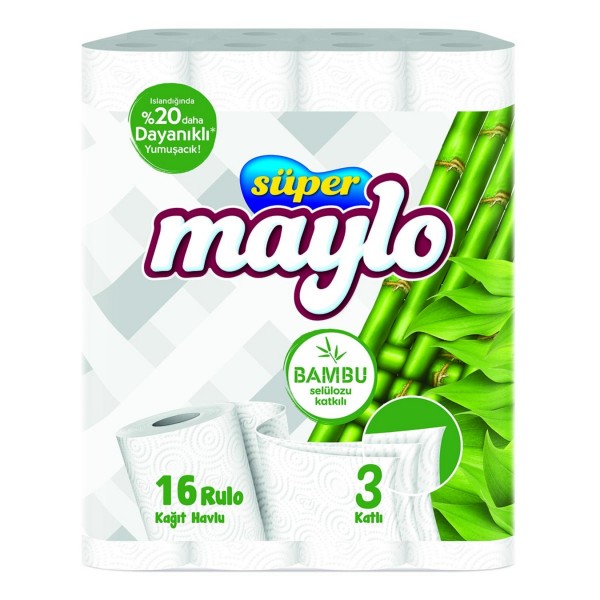 Maylo Süper Bambu Kağıt Havlu 3 Kat - 16 li 