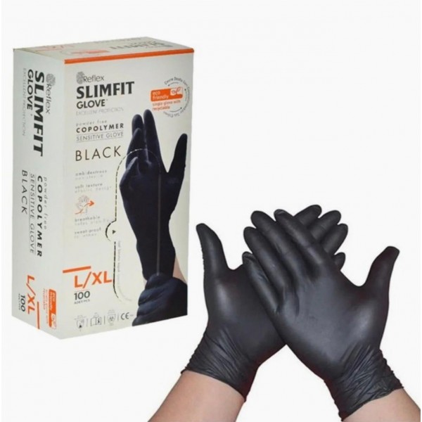 SLİMFİT COPOLYMER MUAYENE ELDİVENİ SİYAH - LARGE / XL