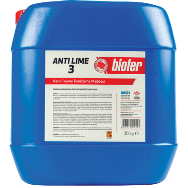 Biofer 20 Lt Anti Lime 3 Karo Fayans Temizleyici