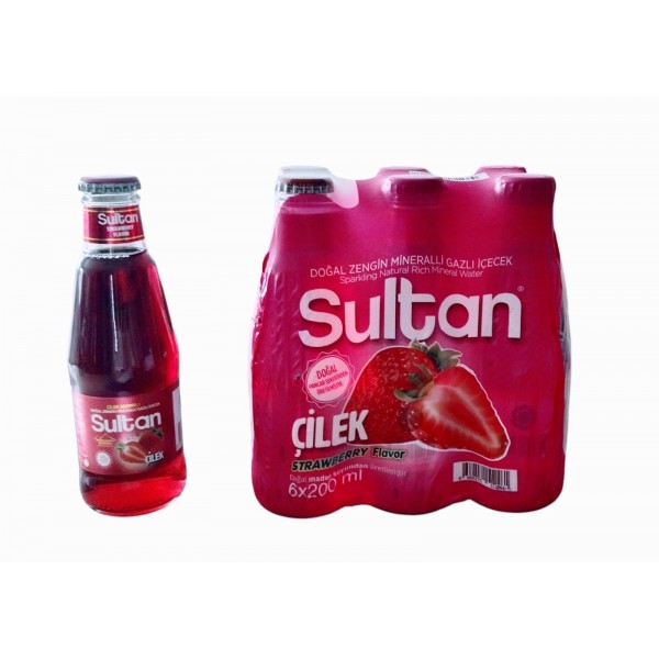 Sultan Maden Suyu Çilek Aromalı 200 ML x 24 Adet 