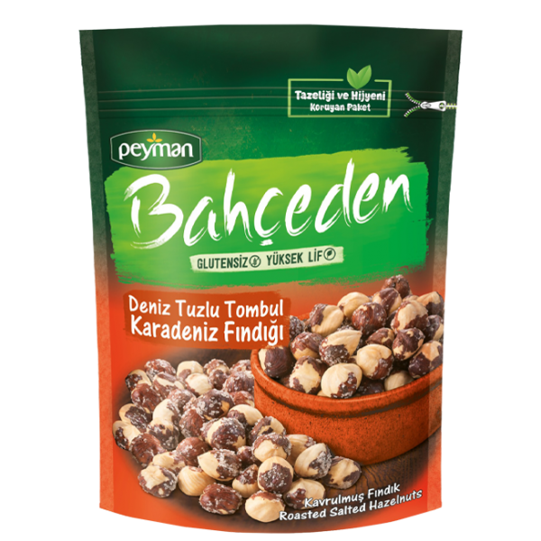 Peyman Bahçeden Glutensiz Kavrulmuş Deniz Tuzlu Tombul Karadeniz Fındığı 130 Gr