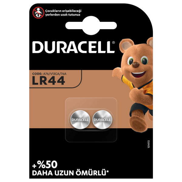 Duracell Düğme Pil LR44 1.5V x 2 Adet