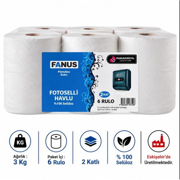Fanus Hareketli Havlu 3 Kg - 6 Rulo (Süper Ekonomik)