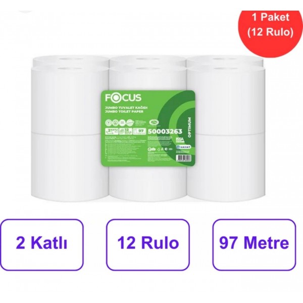 Focus Optımum Mini Jumbo Tuvalet Kağıdı 12 Rulo - 97 Mt