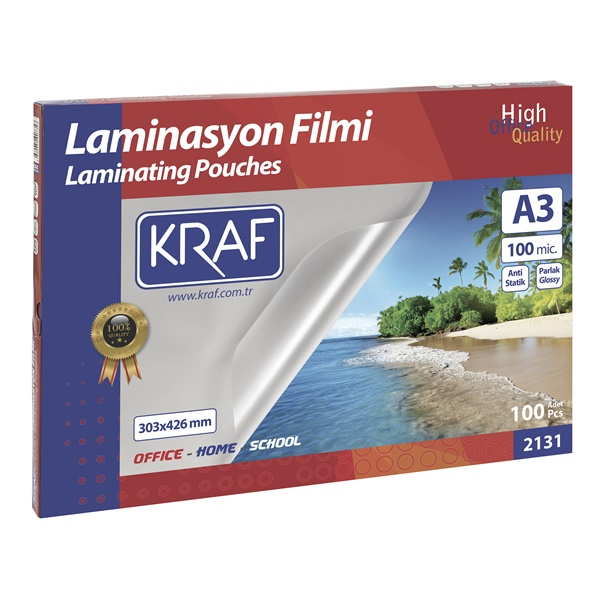 Kraf Laminasyon Filmi Parlak A3 100 Mic. 100'lü