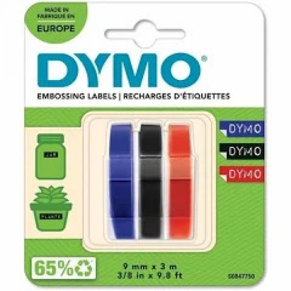 Dymo Kabartma Şerit 9mmx3mt 3'lü Bls K/S/M 