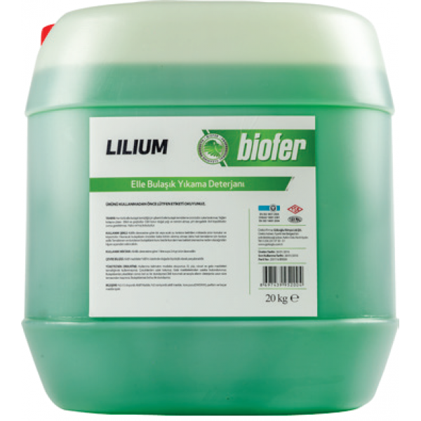 Biofer 20 Lt Lilium Bulaşık Deterjanı Elde Yıkama