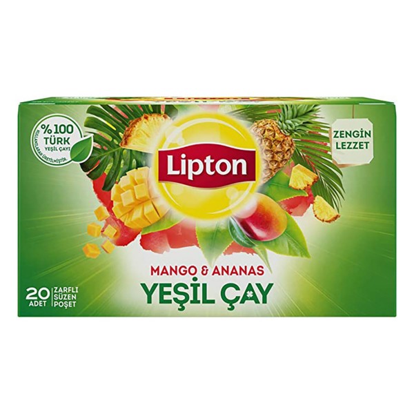 Lipton Bardak Poşet Mango Ananaslı Yeşil Çay 1.5 G X 20 Adet