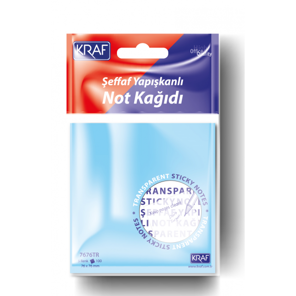 Kraf Yapışkanlı Şeffaf Karışık Not Kağıdı 76X76 100 YP