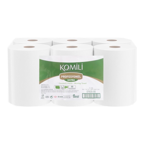 Komili Profesyonel 4 KG 6 Rulo Hareketli Havlu Ultra   (21,2 cm)  68 M 