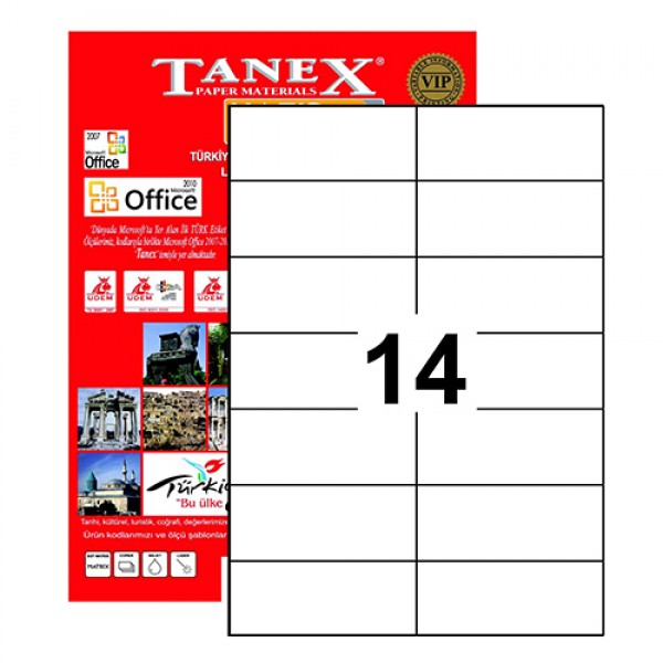 Tanex Tw-2712 Yazıcı Etiketi 105 X 42.7 Mm 1.400 Adet - Beyaz