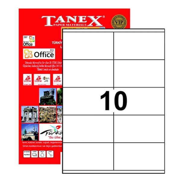Tanex Tw-2610 Yazıcı Etiketi 105 X 57 Mm 1.000 Adet - Beyaz
