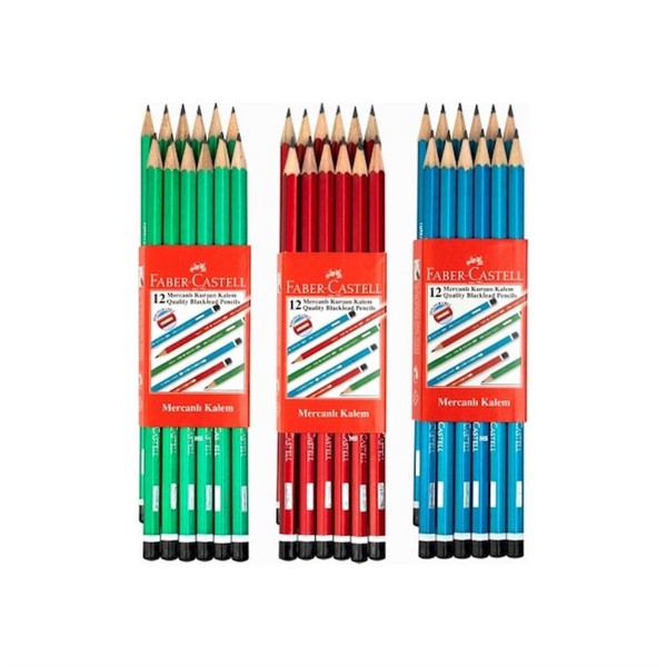Faber Castell Köşeli Mercanlı Kurşun Kalem 12'li