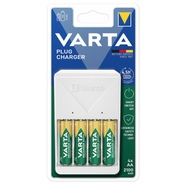 Varta Plug 4x2100 Mah AA Şarjlı Pil Şarj Cihazı Beyaz