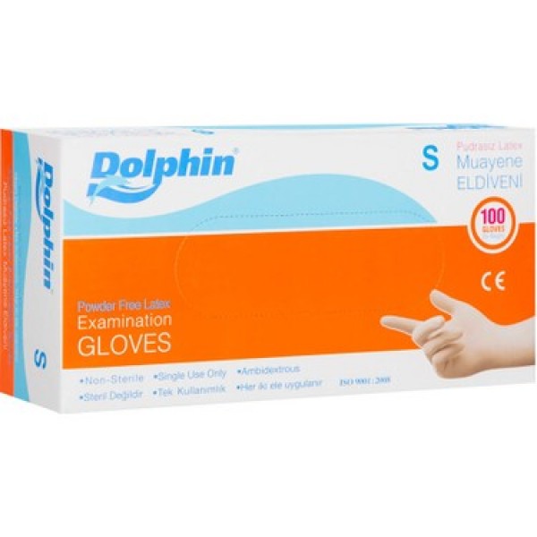 Dolphin Muayene Eldiveni Lateks Pudrasız 100 Adet Beyaz - Small