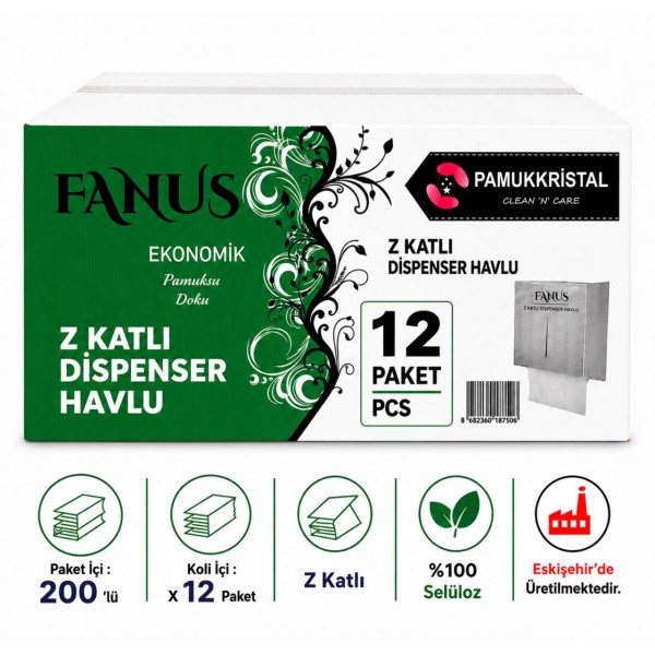 Fanus Z Katlamalı Havlu 200 Yp x 12 Adet